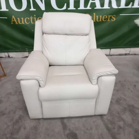 DESIGNER G PLAN ELLIS CAMBRIDGE CHALK FABRIC LEATHER ELECTRIC RECLINING ARM CHAIR