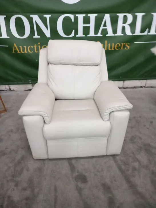 DESIGNER G PLAN ELLIS CAMBRIDGE CHALK FABRIC LEATHER ELECTRIC RECLINING ARM CHAIR