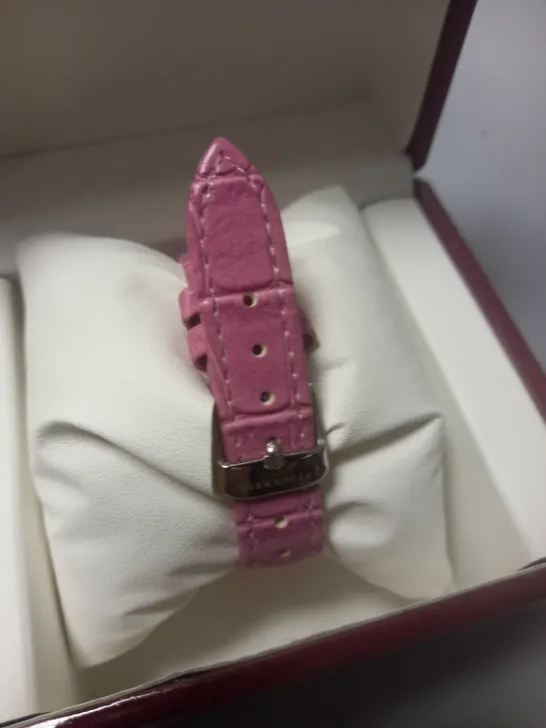 STOCKWELL SQUARE BODIED LADIES WATCH WITH TEXTURED DIAL AND PINK LEATHER STRAP