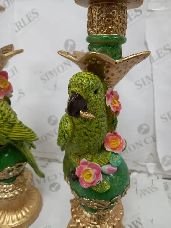 SET OF 2 PARROT CANDLESTICKS