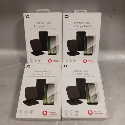 4 X BOXED XQ PREMIUM PACKS FOR GOOGLE PIXEL 3 TO INCLUDE GLASS PROTECTOR, FLEX COVER & WIRELESS CHARGER 