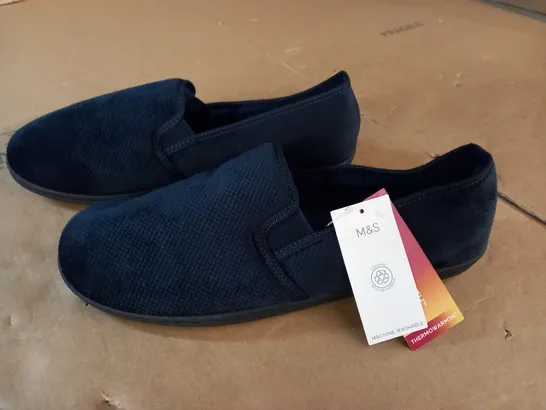 M&S THERMOWARMTH NAVY SLIPPERS - UK 11