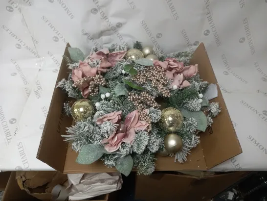 FROSTED ROSE PRE-LIT FESTIVE WREATH  RRP £42.99