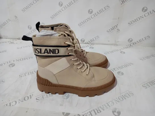 RIVER ISLAND CREAM LACE UP BOOTS SIZE 6