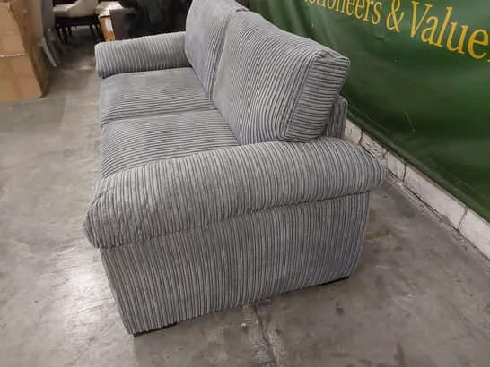 DESIGNER GREY FABRIC UPHOLSTERED 3 SEATER SOFA