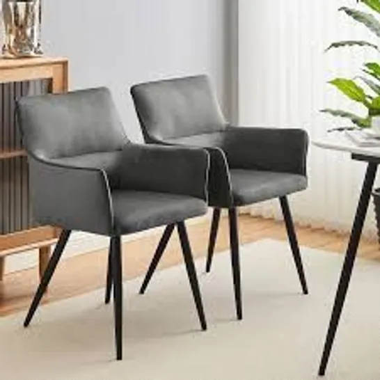 BOXED GREY VELVET DINING CHAIRS 