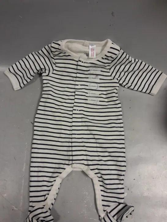 PETIT BATEAU STRIPE BABY GROWN - 1 MTH