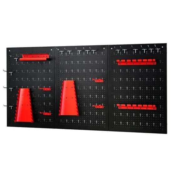 BOXED COSTWAY PEGBOARD WALL ORGANIZER KIT 4 FT.METAL TOOLBOARD W/ 3 PEGBOARDS & 25 ACCESSORIES