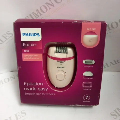 BOXED PHILIPS EPILATOR 4000 CORDED COMPACT EPLATOR WITH OPTI-LIGHT