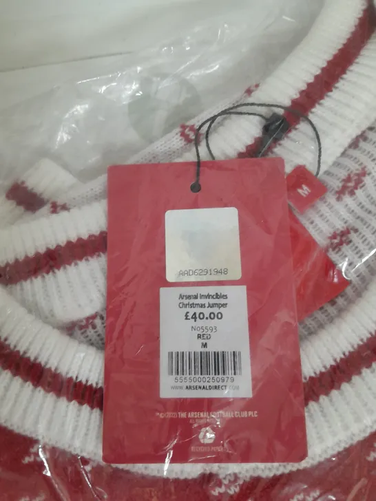 ARSENAL INVINCIBLES CHRISTMAS JUMPER IN RED SIZE M