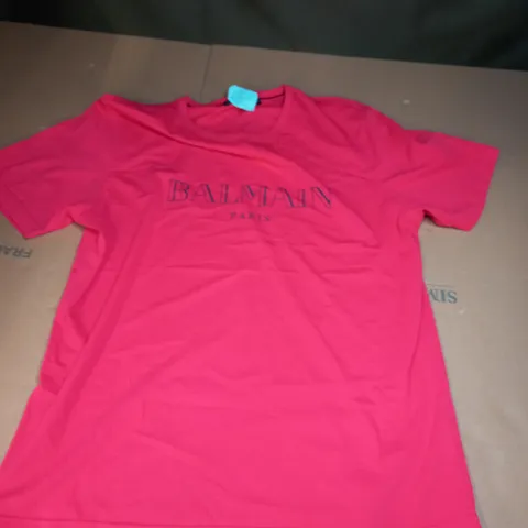 BALMAIN PARIS DESIGNER T-SHIRT IN RED - 3XL