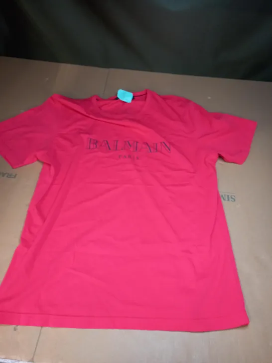 BALMAIN PARIS DESIGNER T-SHIRT IN RED - 3XL