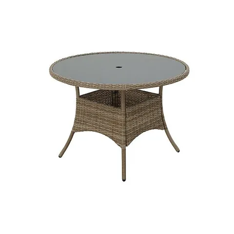 BRAND NEW BOXED GEORGE HOME SHORE GLASS TOPPED OUTDOOR DINING TABLE