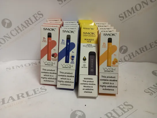 APPROXIMATELY 20 ASSORTED SMOK VVOW DISPOSABLE VAPES TO INCLUDE GRAPEFRUIT PASSION, MANGO ICE, AND VAPE ENERGY FLAVOURS 