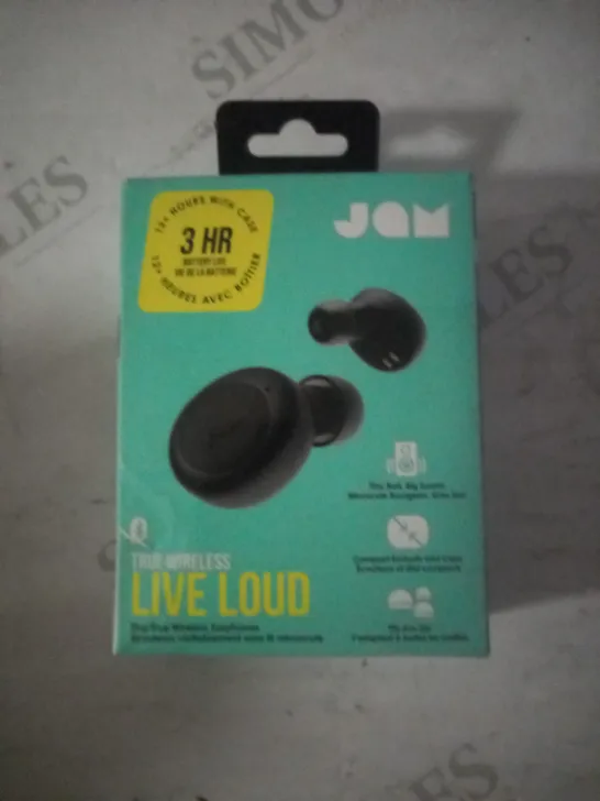 LOT OF 5 JAM LIVE LOUD HX-EP410-BK WIRELESS BLUETOOTH EARPHONES, BLACK