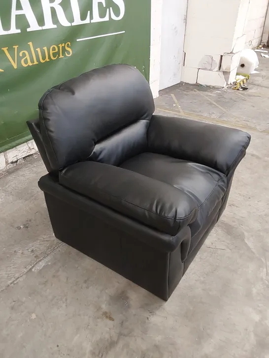 DESIGNER BLACK LEATHER ARMCHAIR 