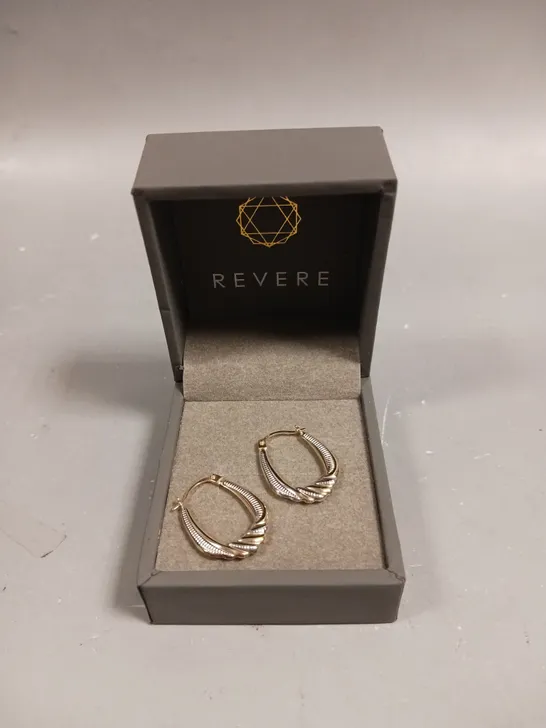 REVERE TWO TONE TWIST CREOLE HOOP EARRINGS