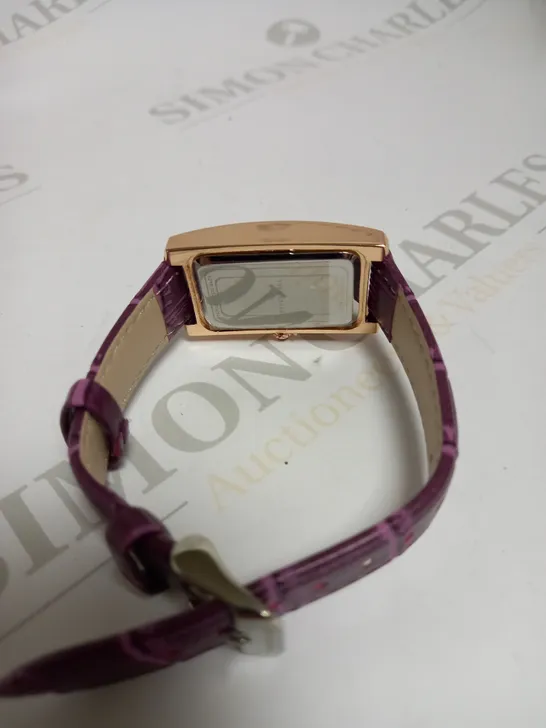 LADIES STOCKWELL WATCH – TEXTURED DIAL WITH SUB DIAL MINUTE HAND – PURPLE/PINK LEATHER STRAP