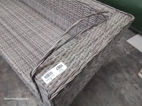 DESIGNER GREY RATTAN THREE SEATER PATIO SOFA