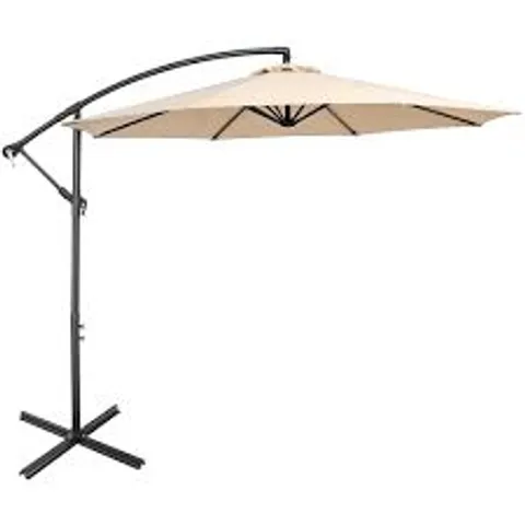 BOXED COSTWAY 10 FT PATIO OFFSET UMBRELLA WITH CROSS BASE AND CRANK FOR GARDEN POOLSIDE AND YARD