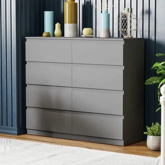 BOXED MERTKAN 8 CHEST OF DRAWERS GREY (1 BOX)