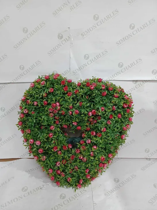 GARDEN REFLECTION PRE LIT SET OF 2 HEART WREATHS WITH HANGING CHAIN