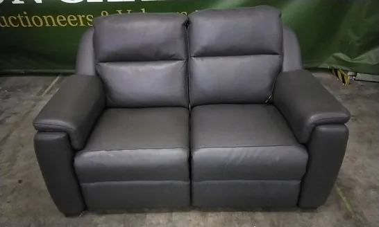 QUALITY ITALIAN DESIGNER AVILA POWER RECLINER LOVESEAT MEDIUM GREY LEATHER