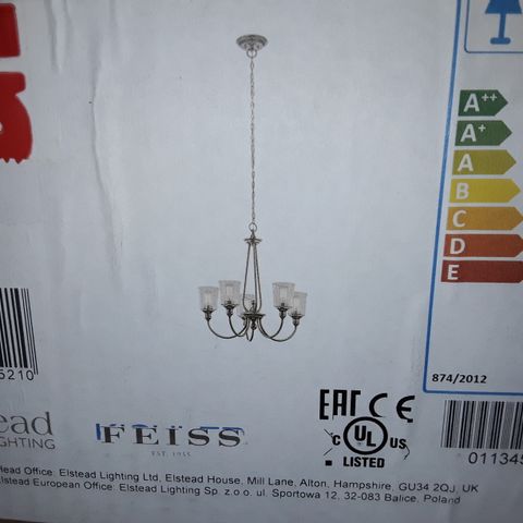 BOXED EIDE 5 LIGHT SHADED CHANDELIER FIXTURE 
