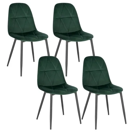 BOXED SET OF 2 DASA GREEN VELVET SIDE CHAIRS (1 BOX)