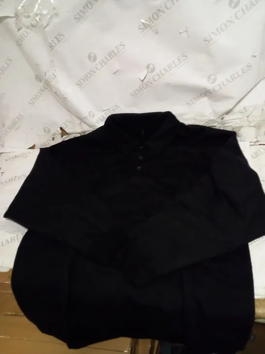 BOX OF 6 BRAND NEW COTTON ON BLACK WOMEN'S OVERSIZED POLO TOP BLACK SIZE MEDIUM