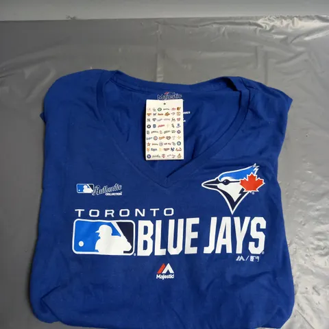 MAJESTIC TORONTO BLUE JAYS WOMENS COTTON JERSEY TSHIRT IN BLUE SIZE M