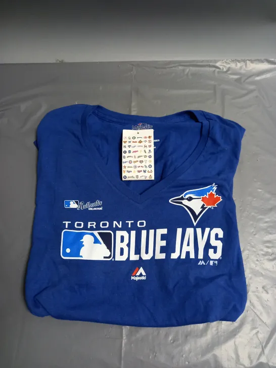 MAJESTIC TORONTO BLUE JAYS WOMENS COTTON JERSEY TSHIRT IN BLUE SIZE M