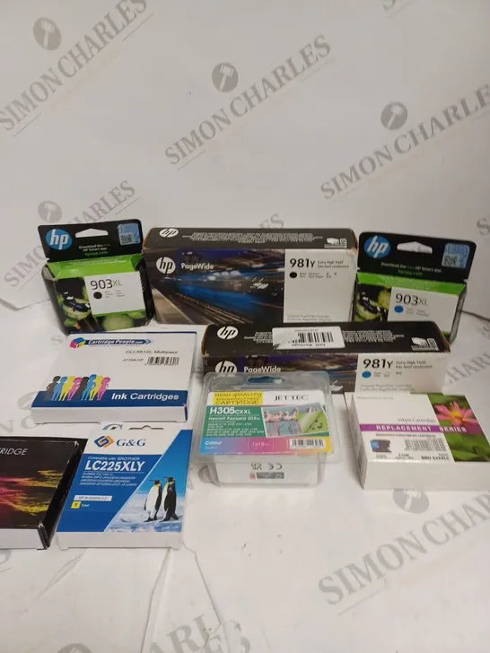 APPROXIMATELY 20 ASSORTED PRINTER INK CARTRIDGES TO INCLUDE HP 903XL, HP 981Y, JET TEC H305 ETC 