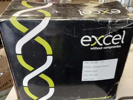 BOX OF APPROXIMATELY 100x BAGGED EXCEL CAT5e SCREENED TOOLLESS JACKS