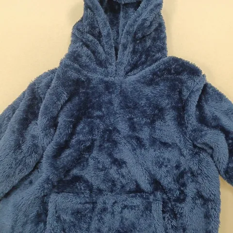 COZEE HOME FLUFFY LONGLINE HOODED LOUNGER - NAVY L/XL