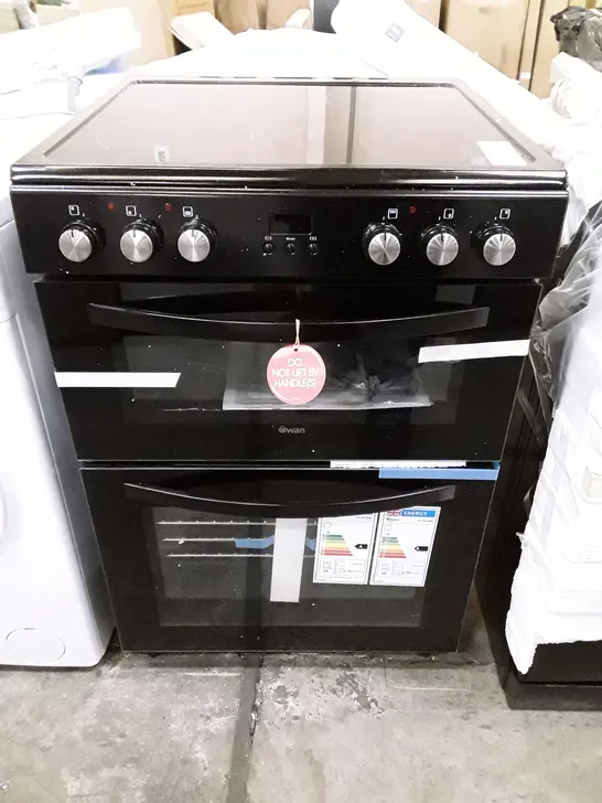 SWAN FREESTANDING ELECTRIC DOUBLE OVEN IN BLACK - SDW2015B