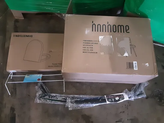 PALLET OF ASSORTED ITEMS INCLUDING HNNHOME CHAIR, STOREMIC TOILET, RADIATOR CLOTHES AIRER, EMMA MATTRESSES  