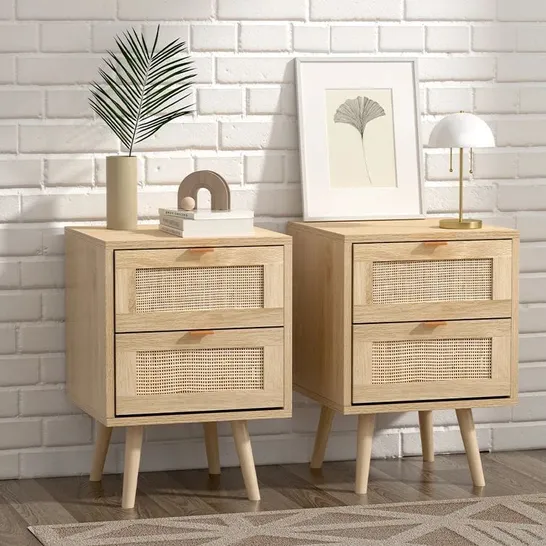 BOXED AHAMADOU 40cm W RATTAN BEDSIDE TABLE (1 BOX)