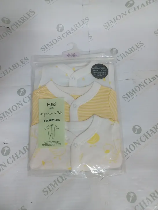 PACK OF 3 BAGGED SLEEPSUITS SIZE 3-6 MONTHS