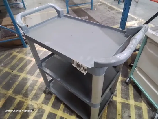 THREE TIER GREY PLASTIC TROLLEY 