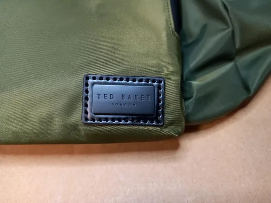 TED BAKER KHAKI SATIN NYLON HOLDALL BAG