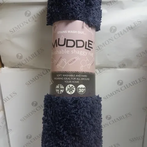 MUDDLE WASHABLE SHAGGY RUG NAVY