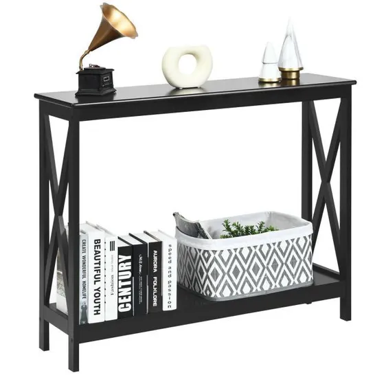 BOXED COSTWAY 2 TIER WOODEN CONSOLE TABLE - BLACK