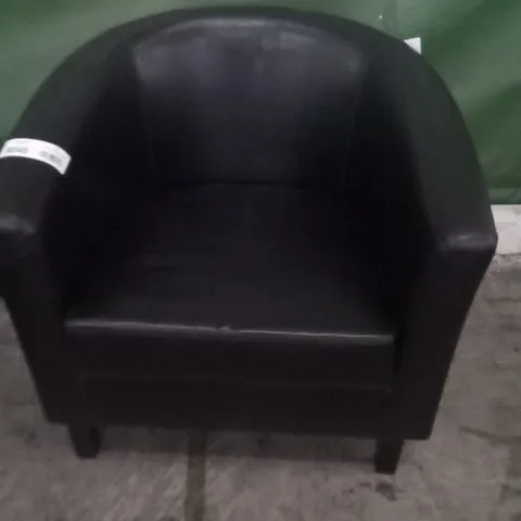 DESIGNER TED BLACK PU TUB CHAIR