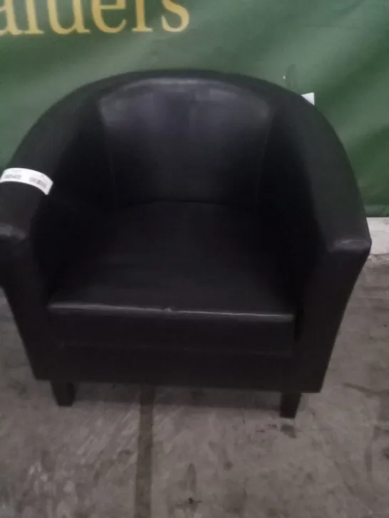 DESIGNER TED BLACK PU TUB CHAIR