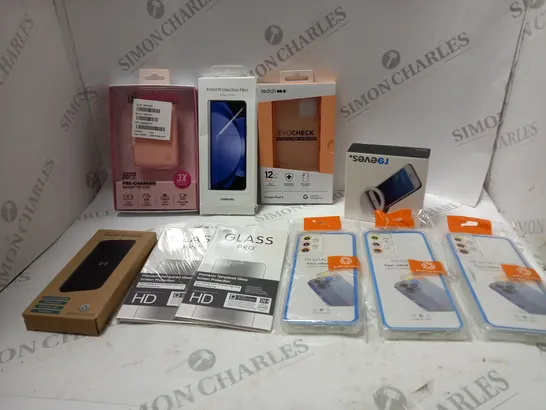 LOT OF ASSORTED PHONE ACCESSORIES TO INCLUDE PHONE CASES, SCREEN PROTECTORS AND POWERBANKS 