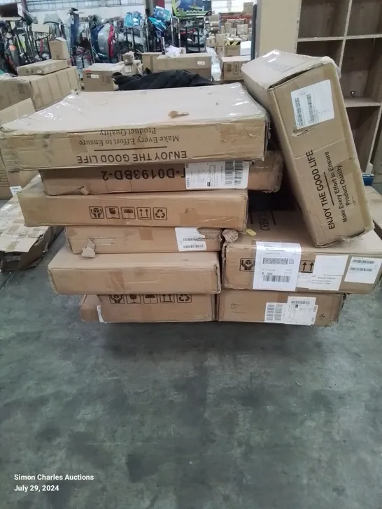 PALLET OF VARIOUS INCOMPLETE BOXED FURNITURE SETS 