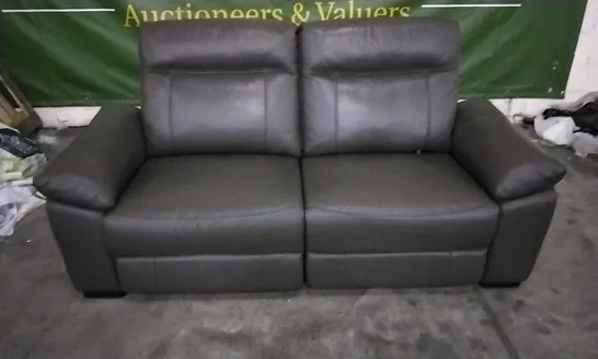 QUALITY DESIGNER DARK BROWN LEATHER ELECTRIC RECLINER 2 SEATER SOFA