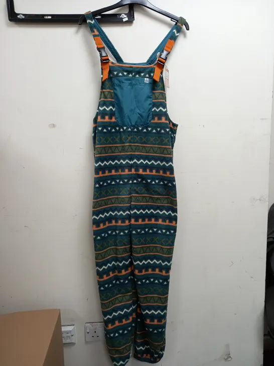 PASSENGER ACE RECYCLED POLAR FLEECEDUNGAREES IN RETRO GEO MEDITARANEAN - MEDIUM