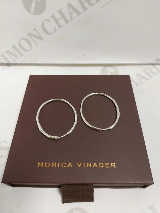 BOXED MONICA VINADER SILVER EFFECT LOOP EARRINGS